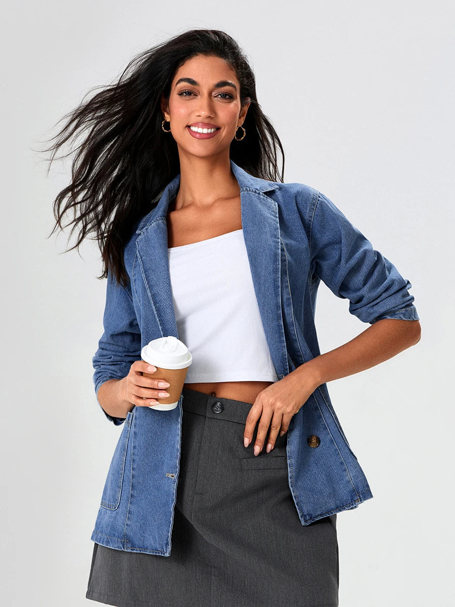UrbanEdge - Una giacca in denim versatile e alla moda, con un taglio classico e uno stile elegante
