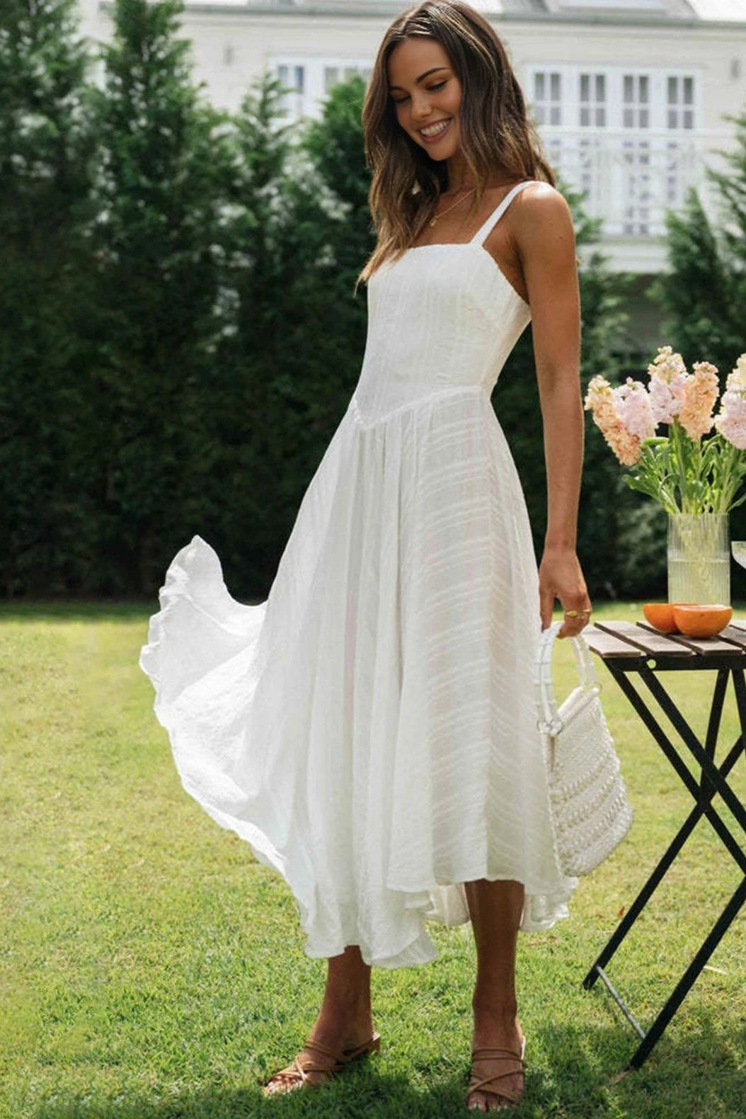 Elegante abito lungo da donna con accenti di pizzo - perfetto per la primavera e l'estate!