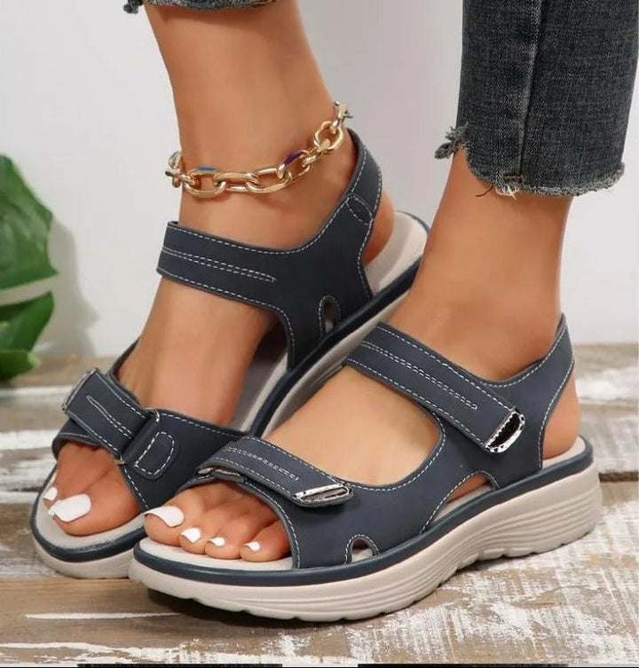 GlideStep - Sandali in pelle comodi e leggeri con plateau per donne