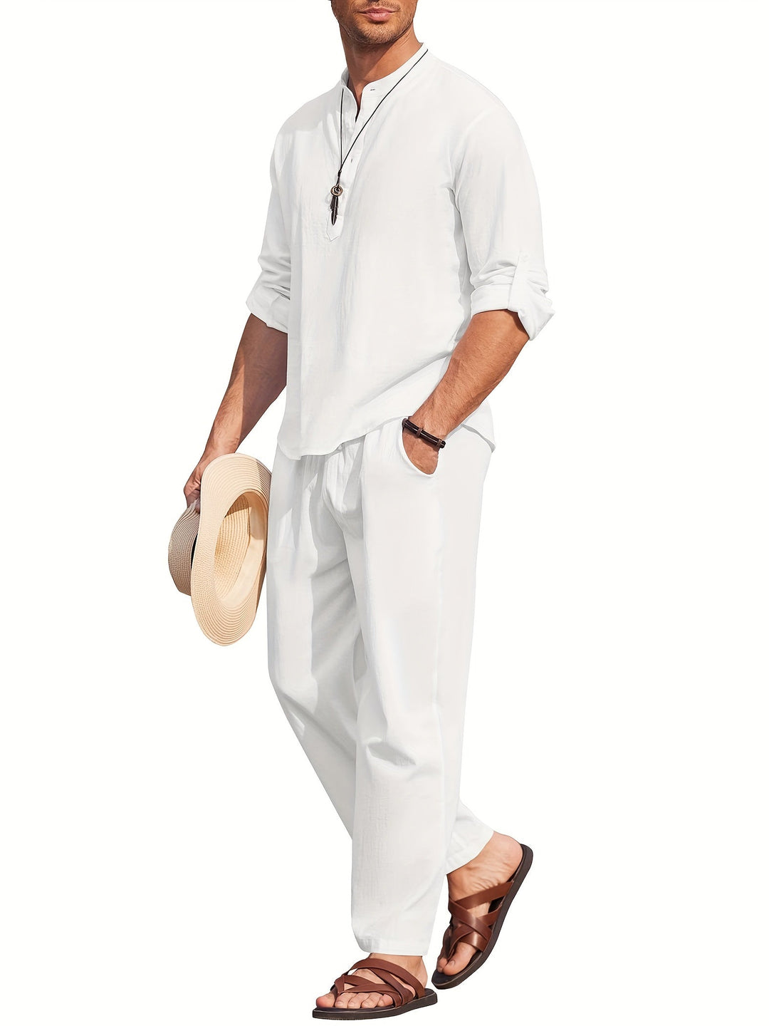 Ensemble Homme Lin Léger et Écologique pour un Été Confortevole