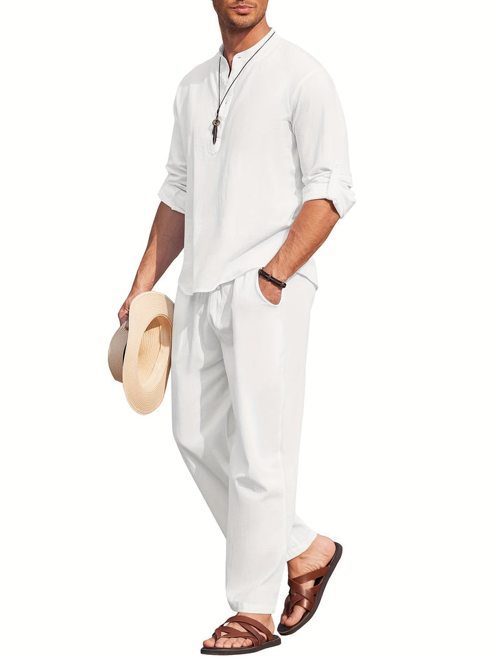 Ensemble Homme Lin Léger et Écologique pour un Été Confortevole