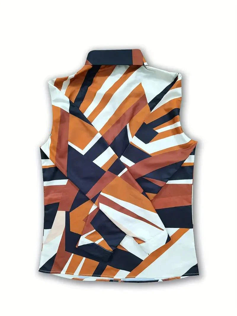 Camiseta da donna con bottoni e stampa sofisticata per un look elegante