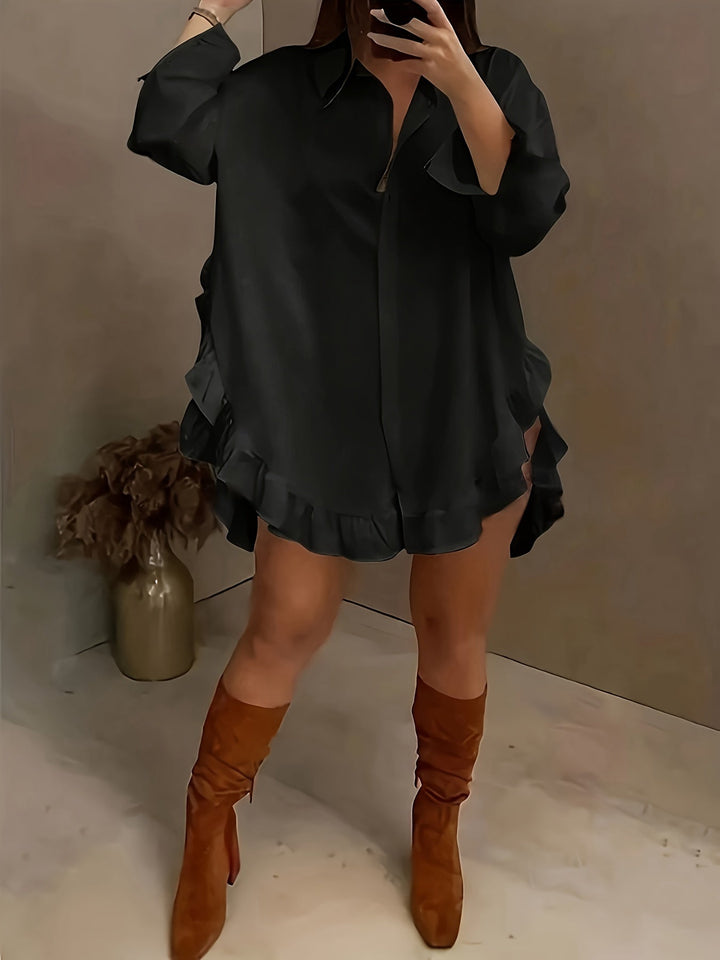 Accappatoio da donna oversize con polsini lunghi e rete sul davanti - boutonnage casual elegante e confortevole