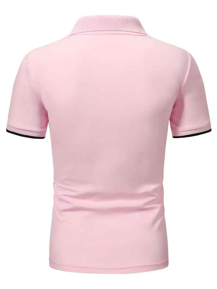 Polo da uomo elegante, slim fit, a maniche corte, a righe verticali, colletto classico