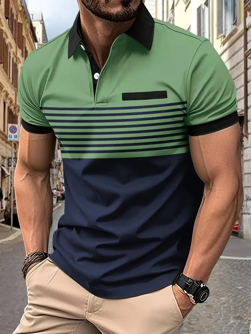 Polo elegante da uomo slim fit con cintura - maniche corte, look casual ed elegante