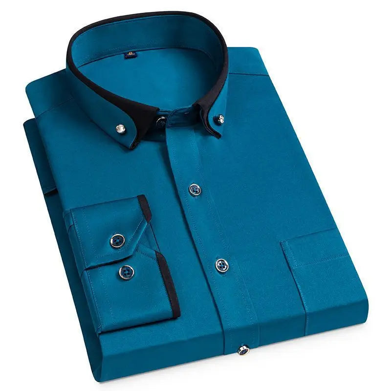 Elegante camicia da lavoro senza ferro con comoda vestibilità elasticizzata per comfort e stile