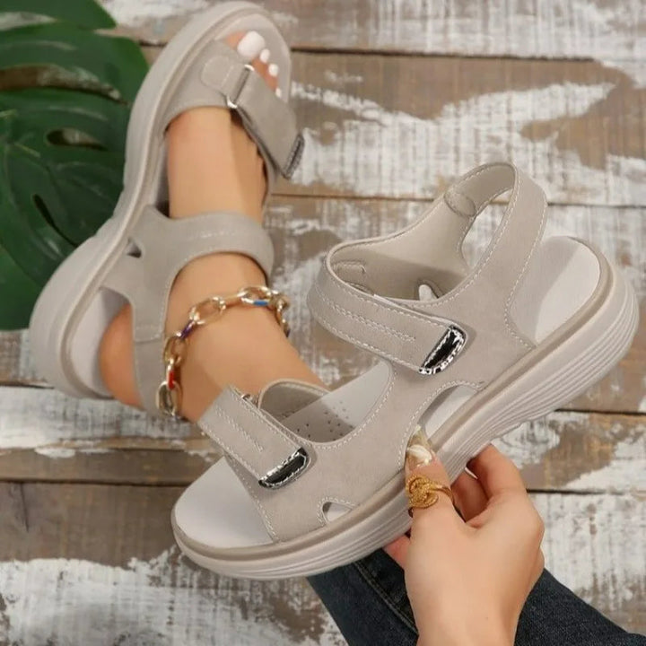 GlideStep - Sandali in pelle comodi e leggeri con plateau per donne