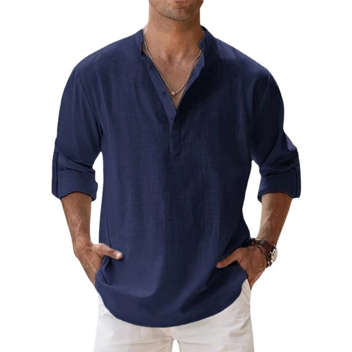 Elegante camicia da uomo a maniche lunghe in lino - fresca ed elegante da indossare tutti i giorni