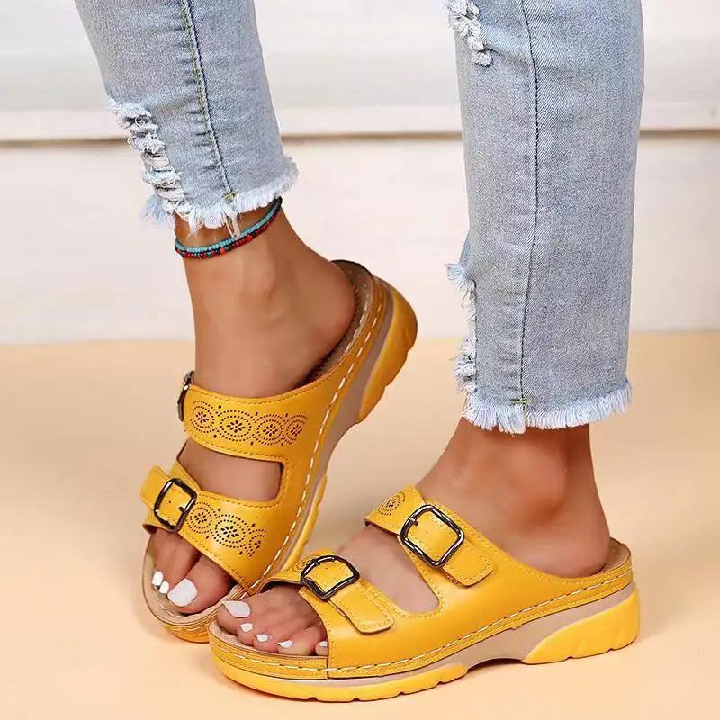 Selina - Eleganti sandali con plateau e doppia fibbia per un comfort eccezionale e un look alla moda