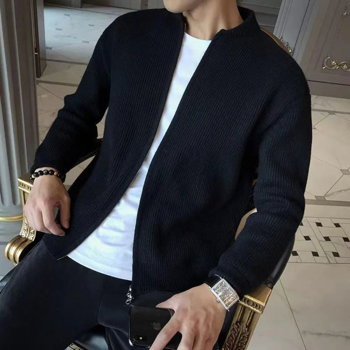 Elegante cardigan da uomo in maglia con zip comfort - abbigliamento elegante e sofisticato per ogni occasione