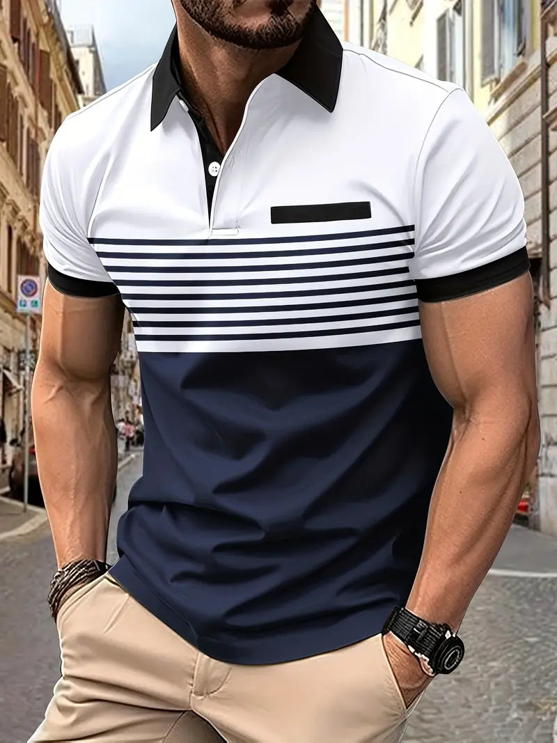 Polo elegante da uomo slim fit con cintura - maniche corte, look casual ed elegante