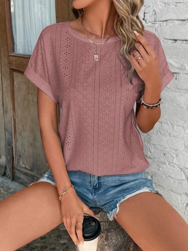 Maglietta da donna casual in cotone con maniche corte - eleganza e comfort per tutte le occasioni
