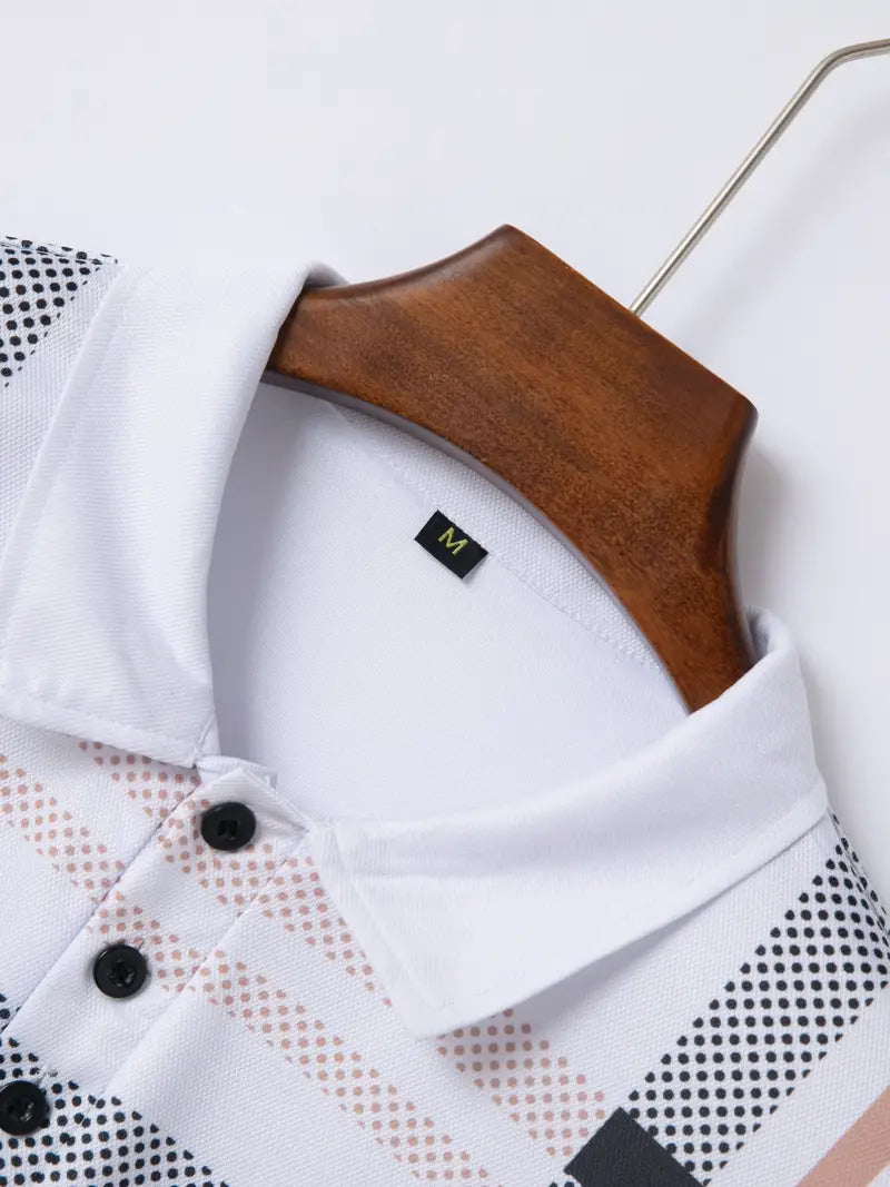 Camisa Polo para Hombre con Estilo Cuadrados - Ajuste Slim y Manga Corta para un Look Casual y Clásico