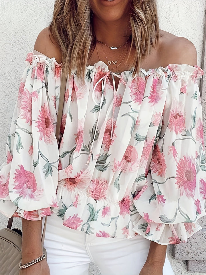 Blusa floral sin hombros para mujer - Elegancia y estilo en una sola prenda