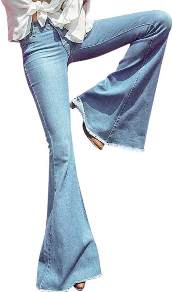 Eleganti jeans bootcut elasticizzati con una vestibilità ampia e di tendenza