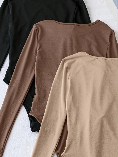 Norella - set di 3 eleganti body a maniche lunghe da donna per un look elegante e confortevole