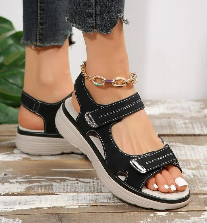 GlideStep - Sandali in pelle comodi e leggeri con plateau per donne