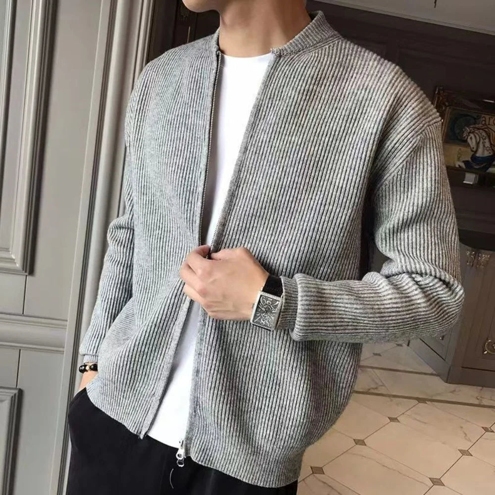 Elegante cardigan da uomo in maglia con zip comfort - abbigliamento elegante e sofisticato per ogni occasione