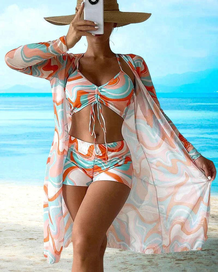 Fleuri Elegance - Set bikini 3 pezzi per donna