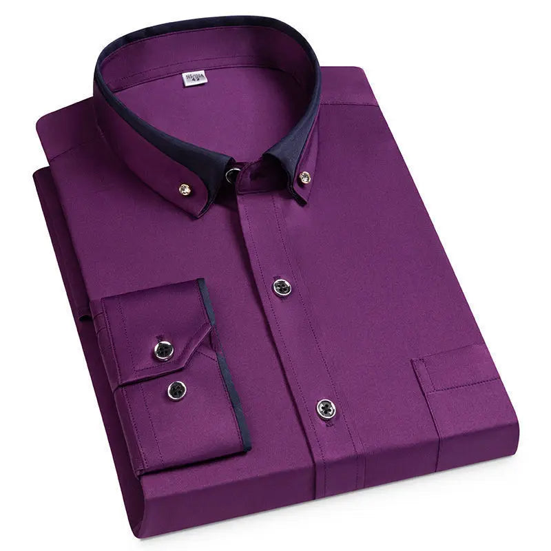 Elegante camicia da lavoro senza ferro con comoda vestibilità elasticizzata per comfort e stile