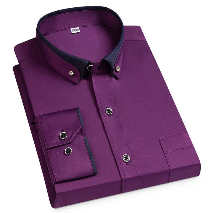 Elegante camicia da lavoro senza ferro con comoda vestibilità elasticizzata per comfort e stile