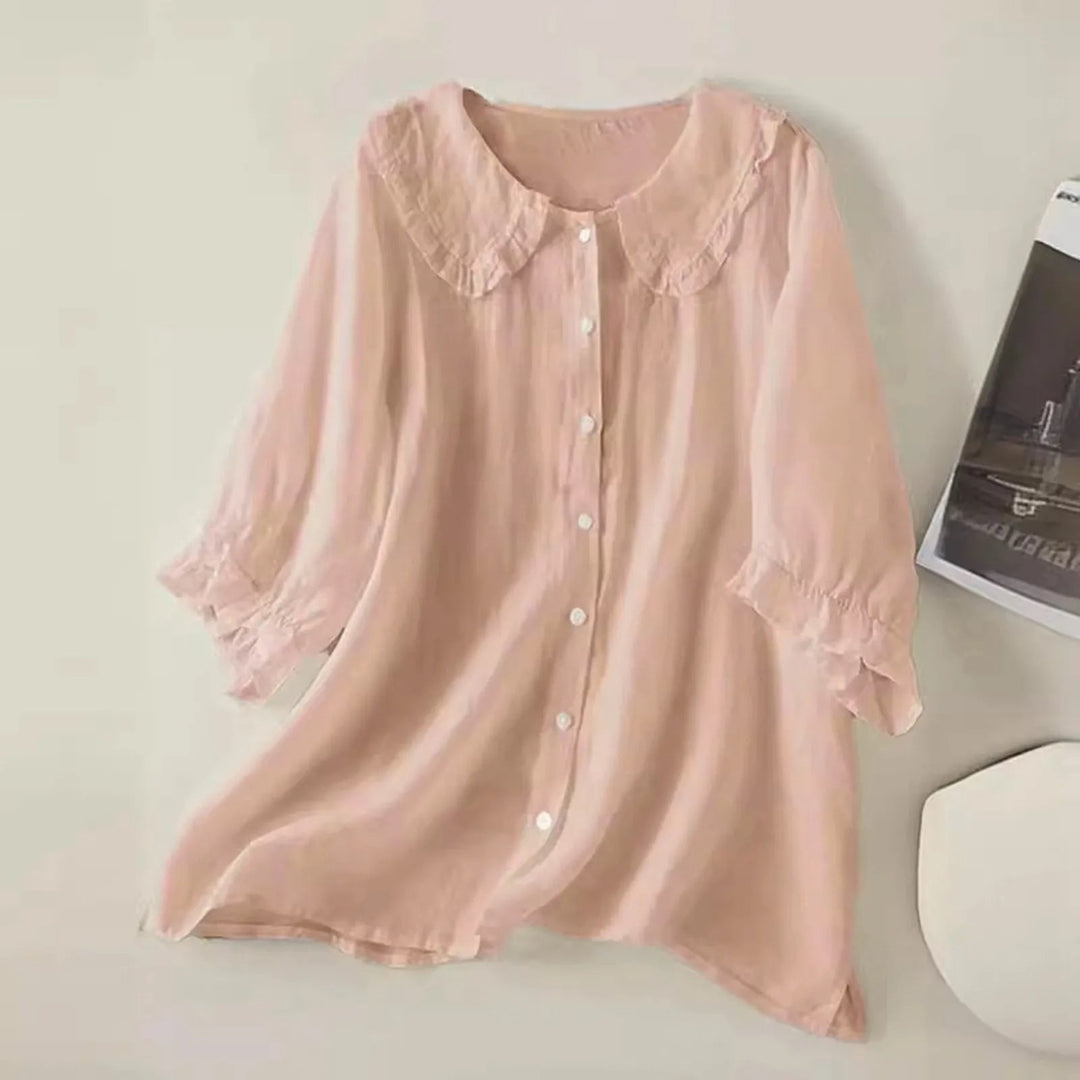 Camicetta da donna elegante con balze decorative