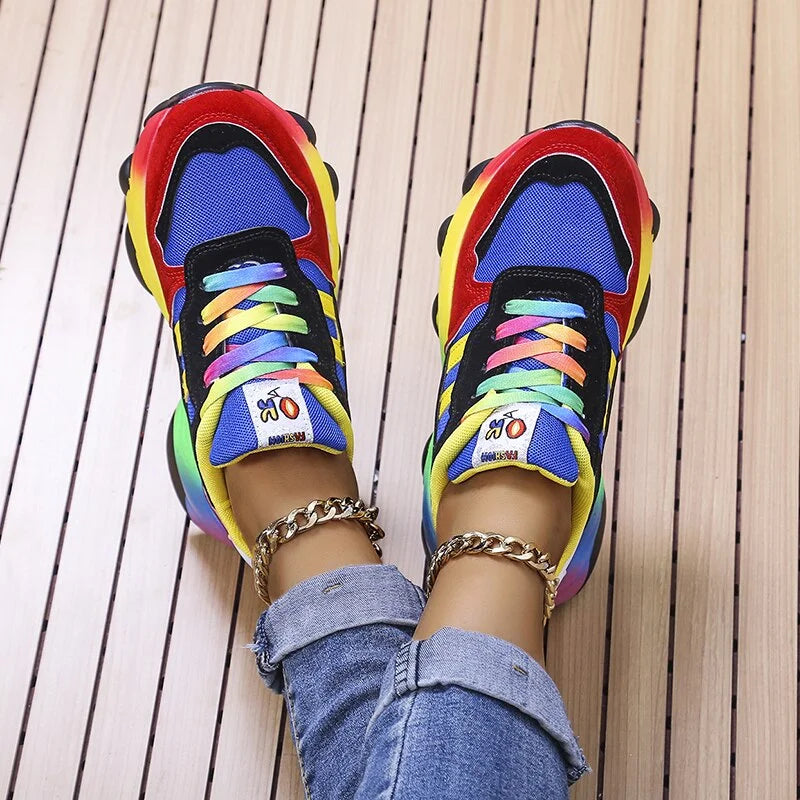 Scarpe da ginnastica da donna colorate con suola resistente - stile audace e confortevole per l'abbigliamento quotidiano