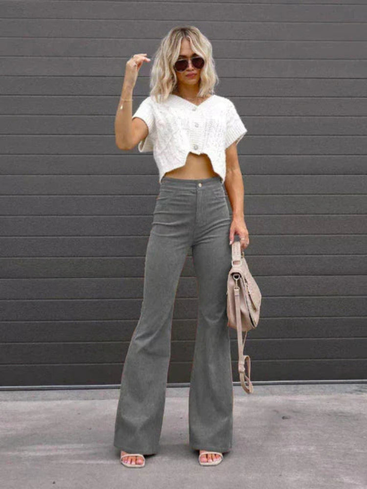 VelvetFlare - Pantaloni eleganti da donna in velluto a coste per un look alla moda ed elegante