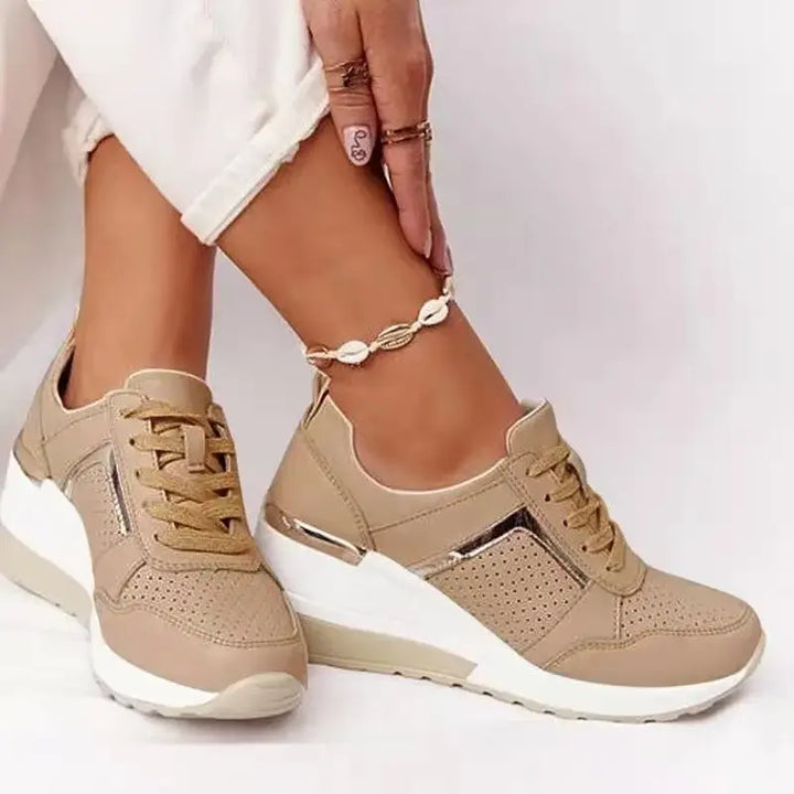 Scarpe da ginnastica eleganti da donna con rete e motivo mimetico - Lacci regolabili per una vestibilità perfetta - Fodera confortevole e design casual e alla moda