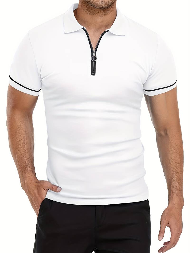 Camisas Polos para Hombre de Ajuste Delgado con Manga Corta y Detalle de Contraste Elegante, Perfectas para un Estilo Moderno y Sofisticado