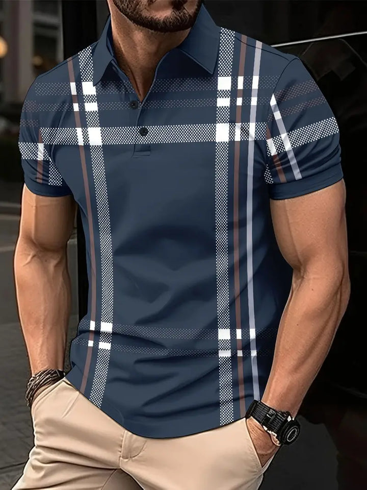 Camisa Polo para Hombre con Estilo Cuadrados - Ajuste Slim y Manga Corta para un Look Casual y Clásico