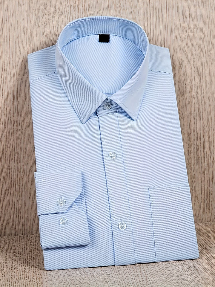 Elegante camicia da uomo in 100% cotone - vestibilità slim, elegante chiusura a bottoni e classico colletto semi-italiano