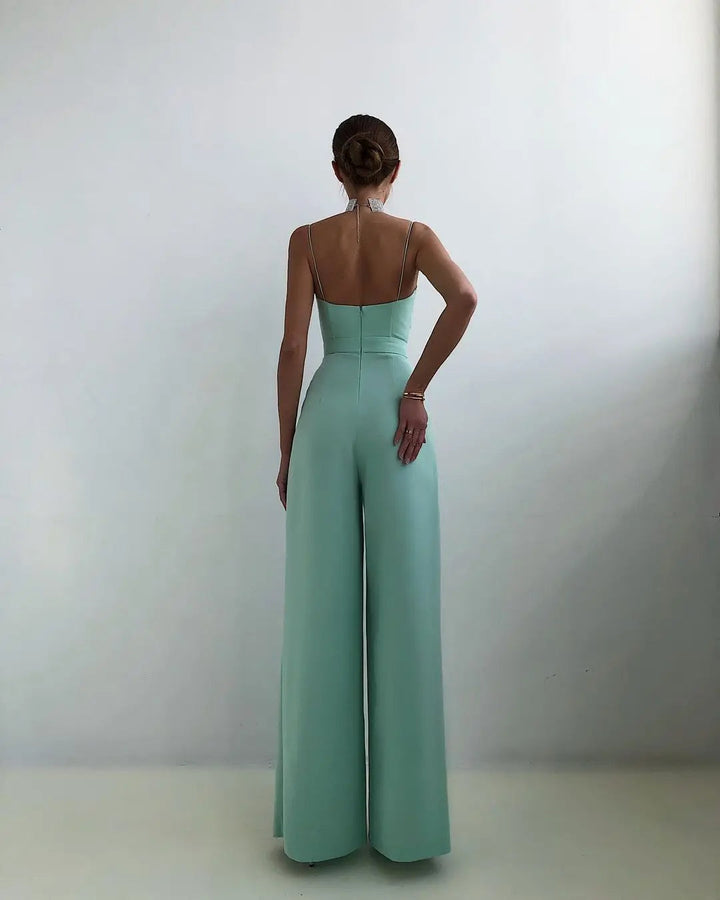 Penelope - Tuta elegante senza maniche a vita alta e a gamba larga per donna