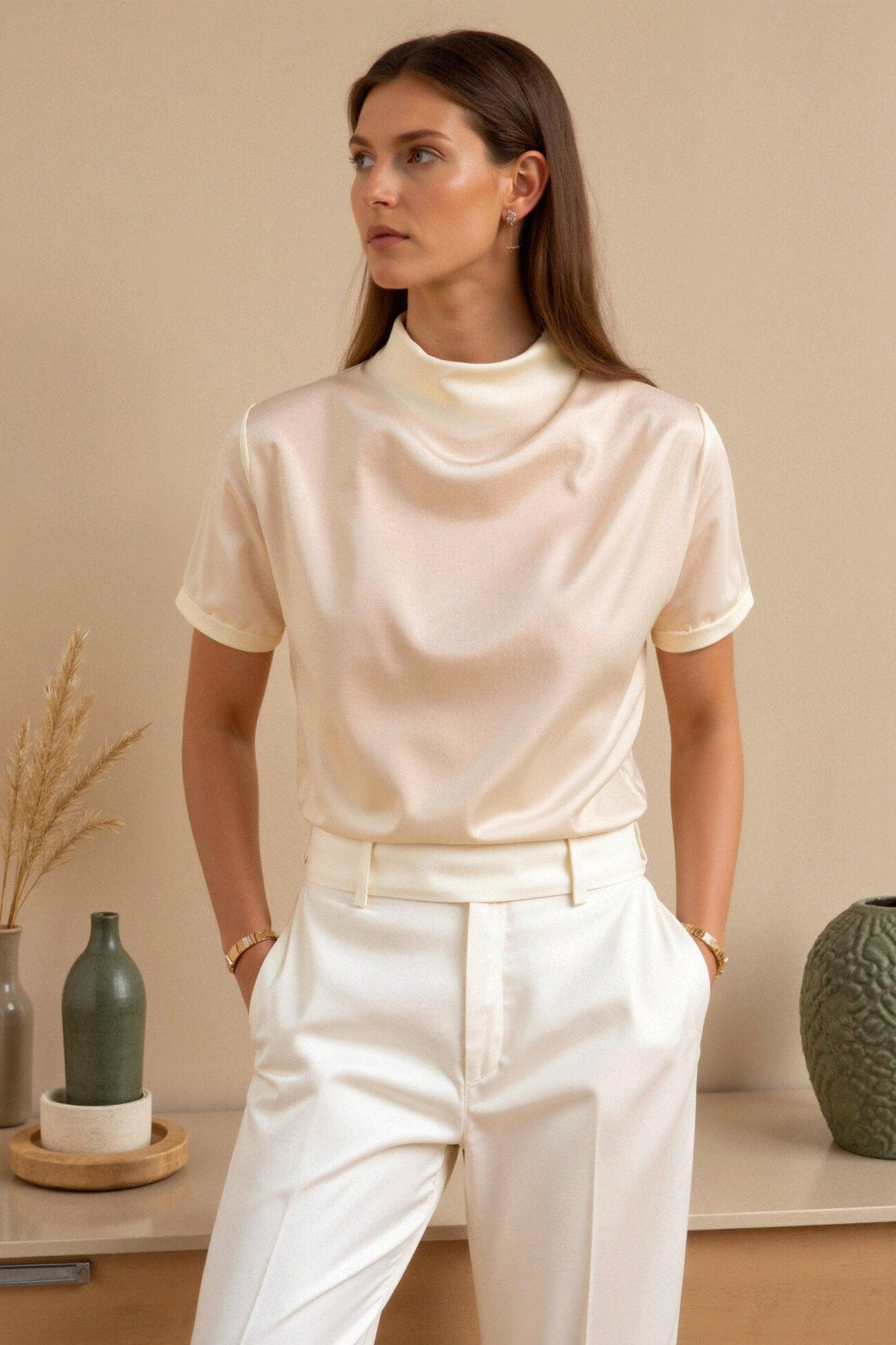 T-Shirt oversize da donna con scollatura - stile casual confortevole e di tendenza