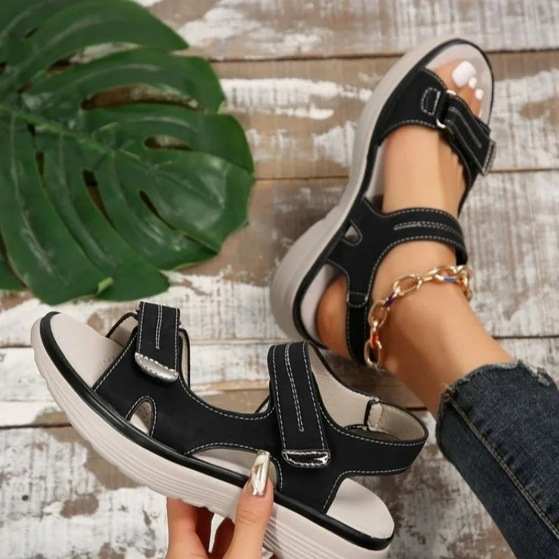 GlideStep - Sandali in pelle comodi e leggeri con plateau per donne