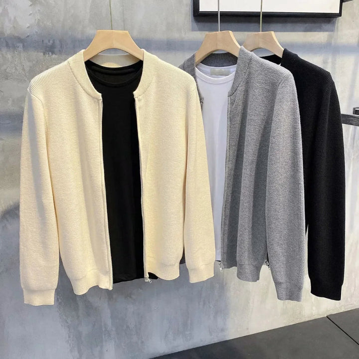 Elegante cardigan da uomo in maglia con zip comfort - abbigliamento elegante e sofisticato per ogni occasione