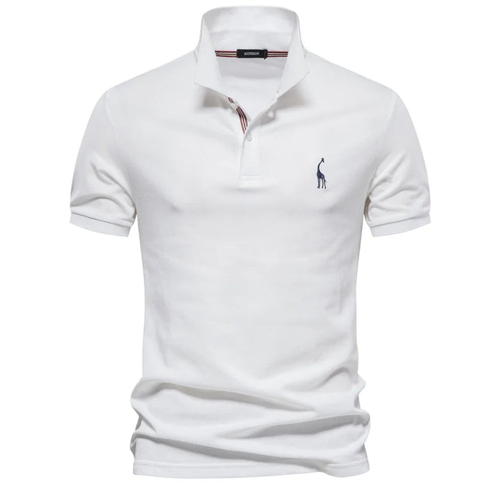 Caleb - Elegante polo in cotone con ricamo di cervi per uno stile unico