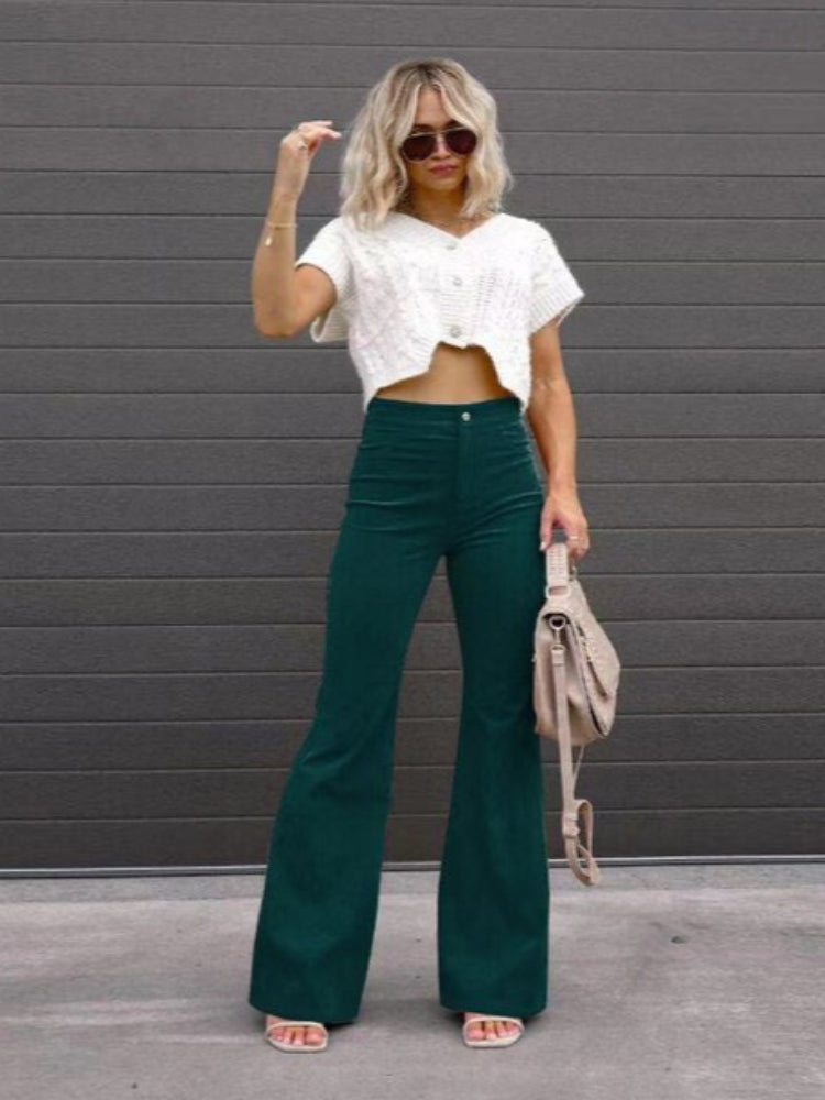 VelvetFlare - Pantaloni eleganti da donna in velluto a coste per un look alla moda ed elegante
