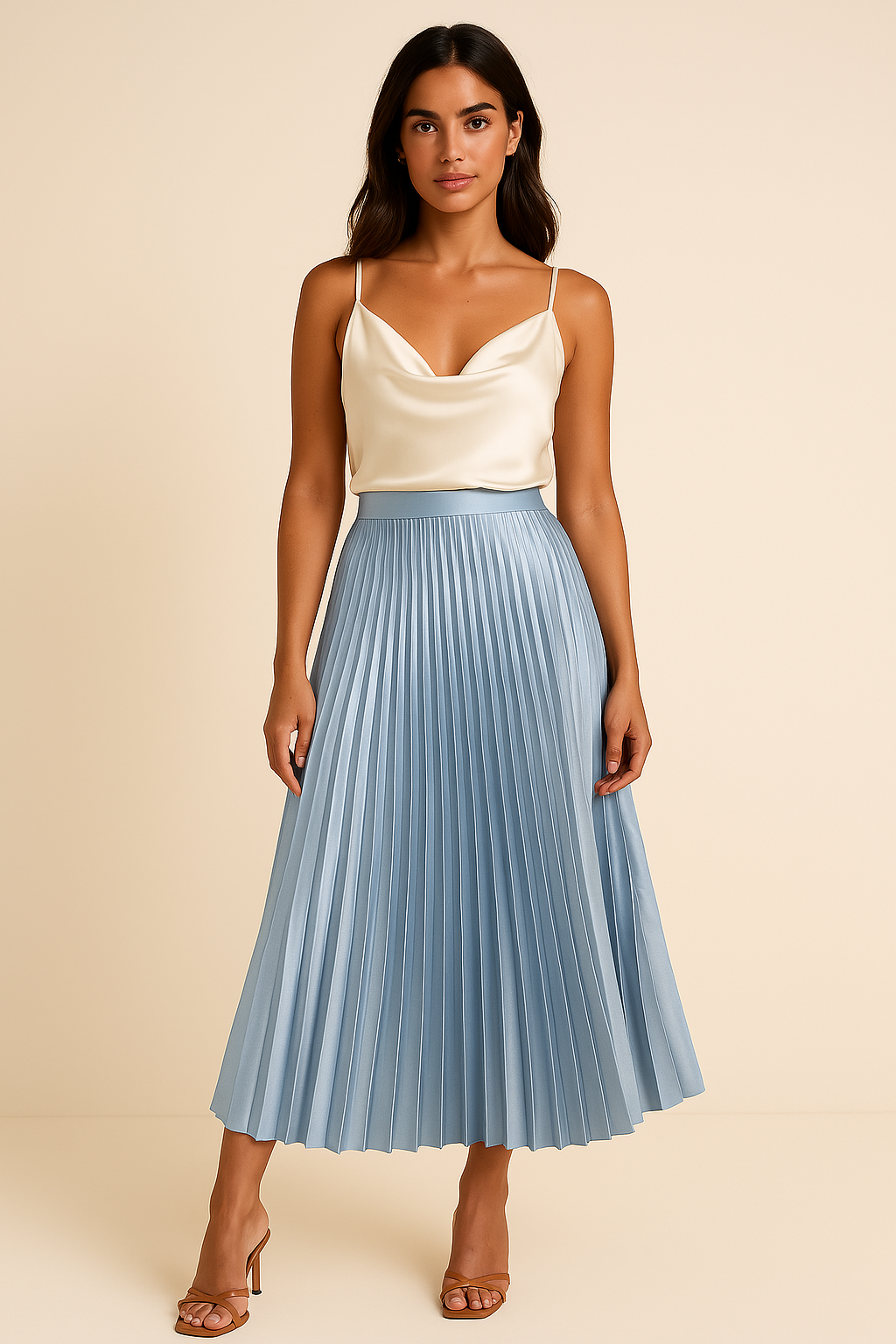 Elva - Elegante gonna a vita alta in raso plissettato per un look lussuoso e sofisticato