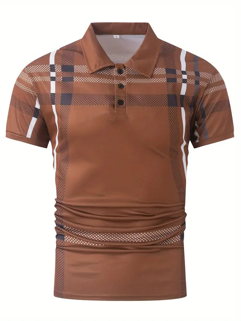 Camisa Polo para Hombre con Estilo Cuadrados - Ajuste Slim y Manga Corta para un Look Casual y Clásico