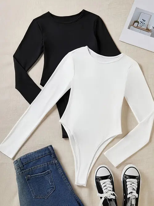 Norella - set di 3 eleganti body a maniche lunghe da donna per un look elegante e confortevole