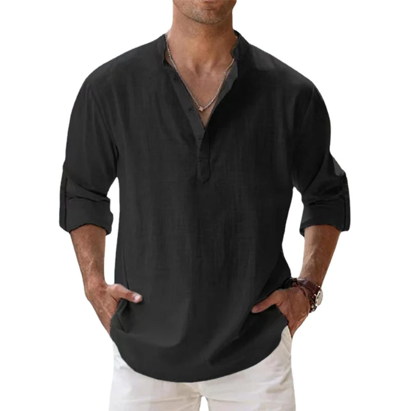 Elegante camicia da uomo a maniche lunghe in lino - fresca ed elegante da indossare tutti i giorni