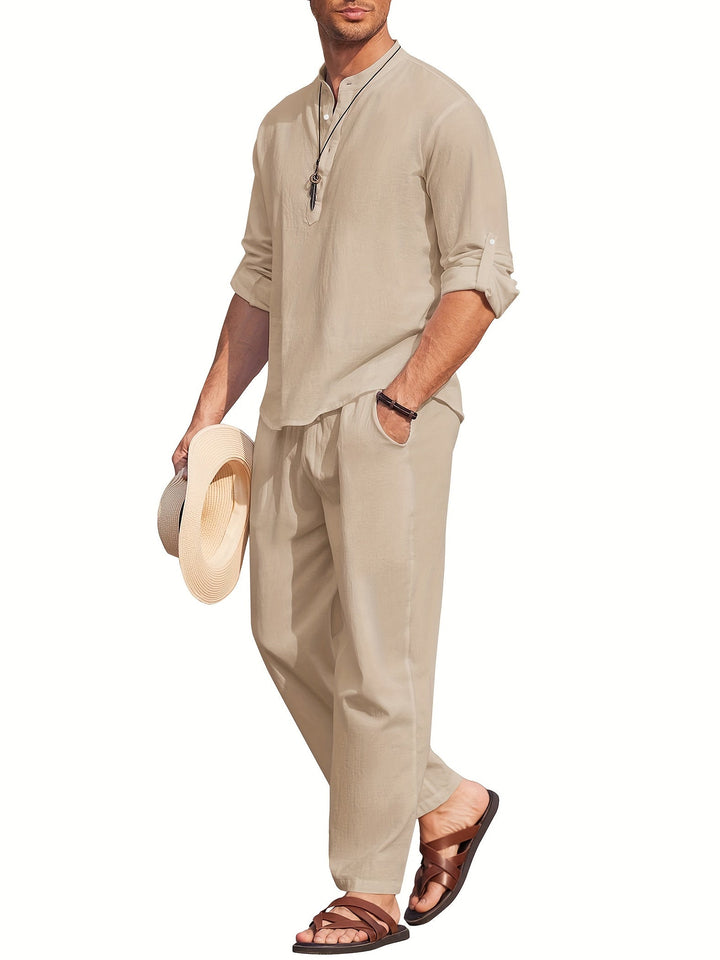 Ensemble Homme Lin Léger et Écologique pour un Été Confortevole