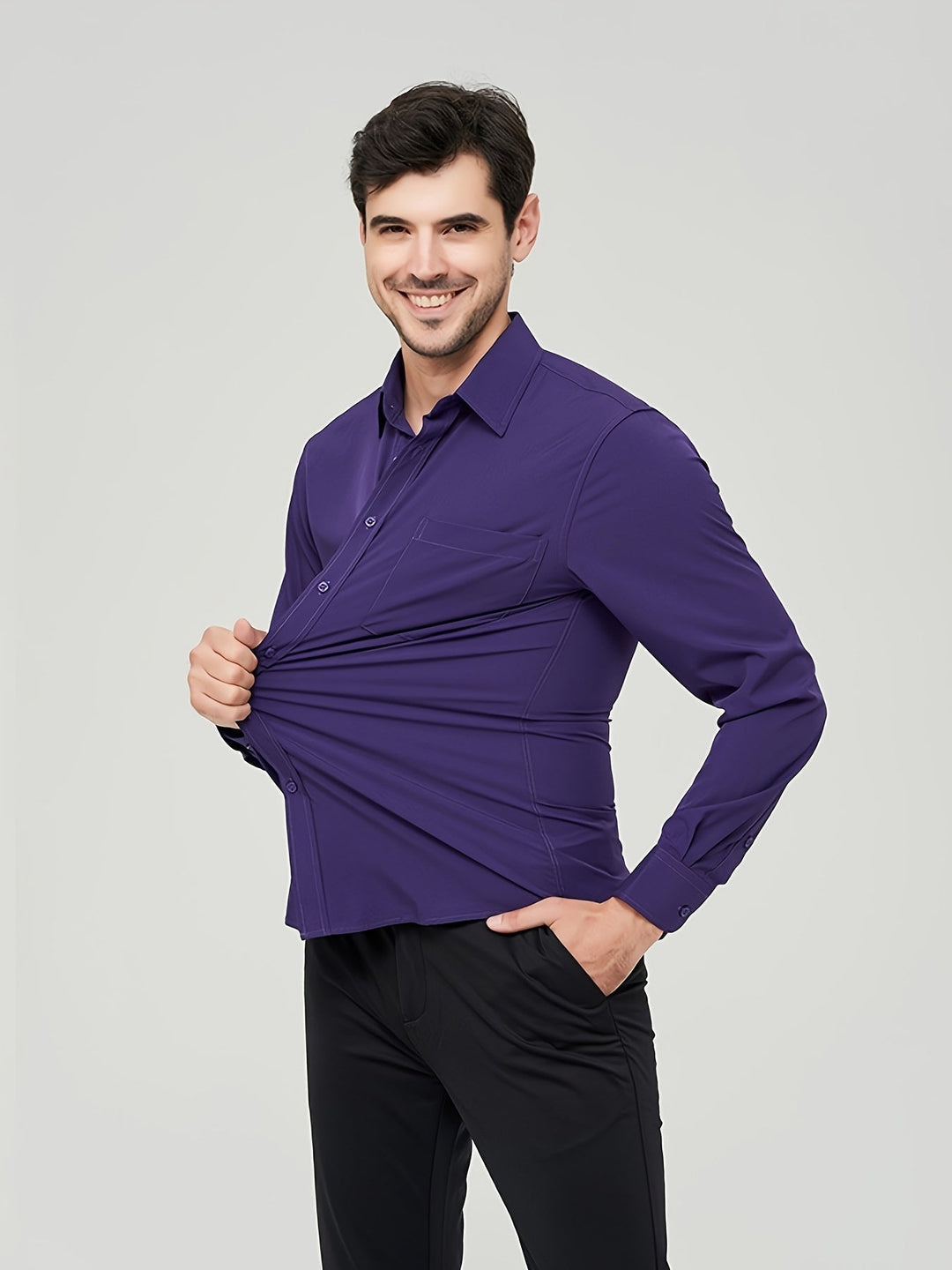 Elegante gilet da uomo in tessuto di cotone traspirante - taglio moderno e manica lunga con bottoni
