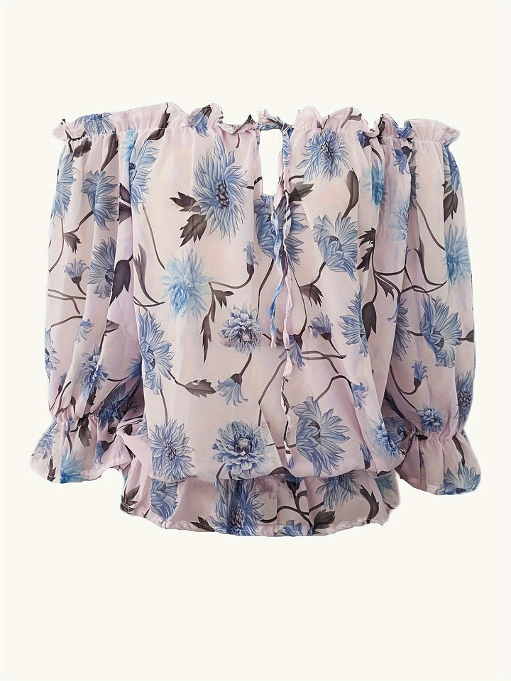 Blusa floral sin hombros para mujer - Elegancia y estilo en una sola prenda