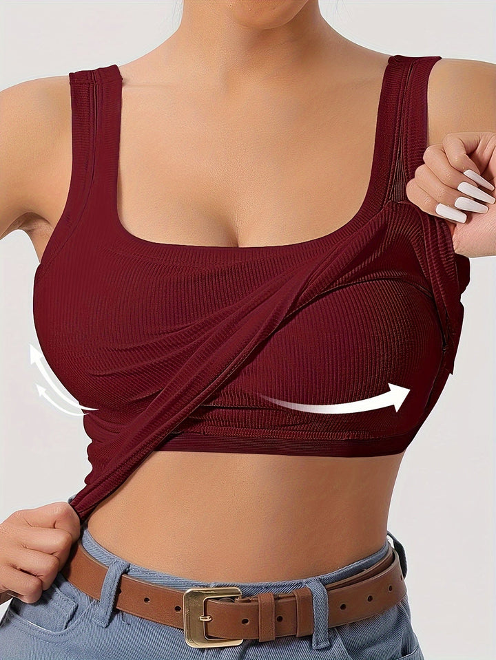Top corto di manga lungo con nervature e sopratesta integrato ideale per la donna