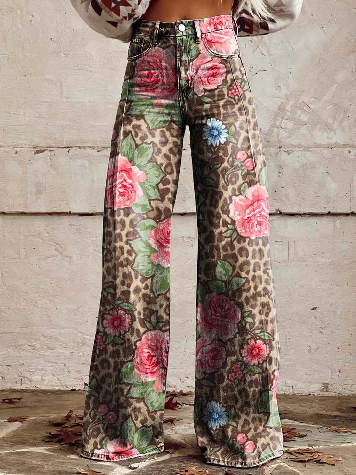 Eleganti pantaloni in denim a gamba larga in vintage sfumato per un look unico