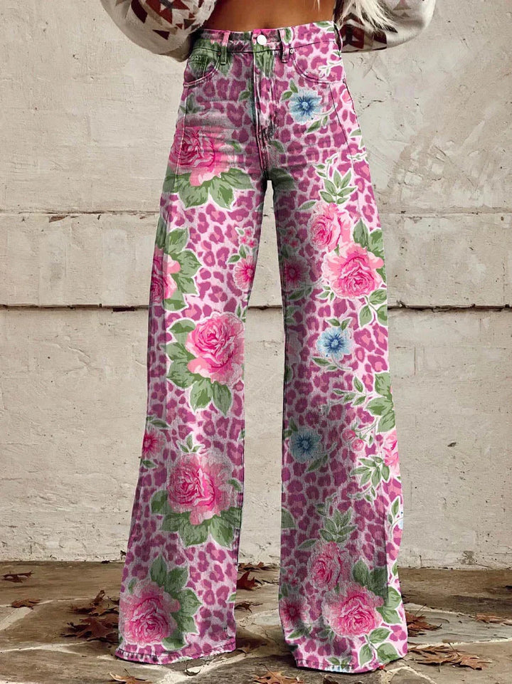 Eleganti pantaloni in denim a gamba larga in vintage sfumato per un look unico