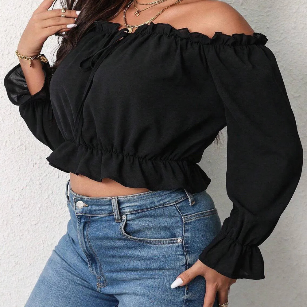 Elegante camicetta da donna con maniche a bufalo e scollatura a cuore: una scelta elegante, lunga e confortevole