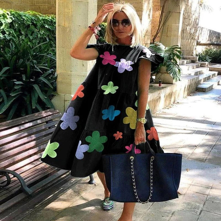 Elegante Gilet A-Línea para Mujer - Hasta la Rodilla - Manga Corta con Encanto Floral - Ligera y Cómoda para un Estilo Sofisticado